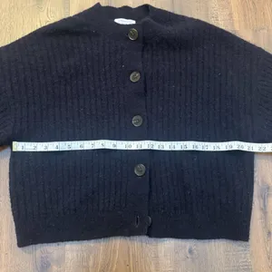 & OTHER STORIES Balloon Sleeve Wool Alpaca Cardigan Sweater Oversized Navy‎ sz S thumbnail 6