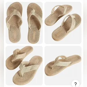 New. Braided Linen Flip Flops Summer Beach Sandals thumbnail 2