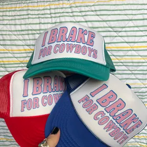 I Brake For Cowboys Trucker Hat Red thumbnail 4