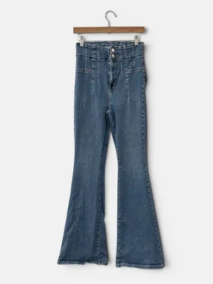 Free‎ People We The Free Jayde Flare Jeans in Sunburst Blue Size 29 thumbnail 6