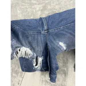Kancan Maurices High Rise Distressed Raw Hem Straight Leg Denim‎ Blue Jean Sz 16 thumbnail 4