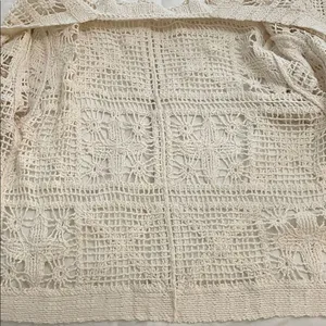 Solitaire Ivory Floral Cotton Crochet Button Front Cardigan Womens Size Large thumbnail 13