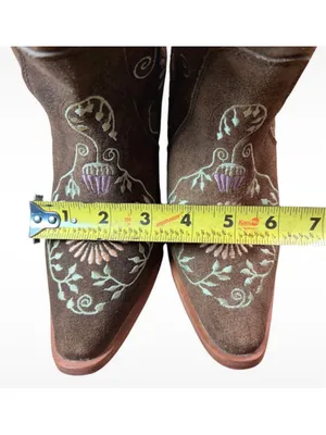 Agave Sky Vaquera Holly Suede Floral Embroidered Cowgirl Western Boots Size 6 thumbnail 9