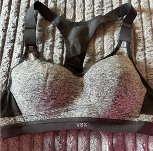 VSX Sport High Support Racerback Sports Bra Heather Gray/Black 32B A3-218 thumbnail 1