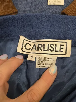 Carlisle Silk Cashmere Button-Up Top Wool Pants & Leather Belt Set Blue & Brown thumbnail 3