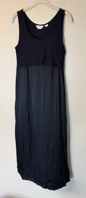Seraphine Sleeveless Navy Blue Flowy Silk Like Maternity/nursing Dress Sz S NEW thumbnail 1