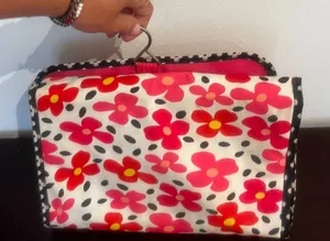 Floral Pink and Red Women's Bag for make up thumbnail 1