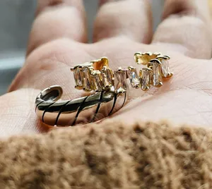Sterling Silver Ring + CZ Ring Set Of 2 thumbnail 6