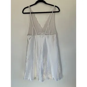 Gilligan &‎ O'Malley White Satin Lace Chemise Nightgown Mini Slip Dress Womens S thumbnail 2