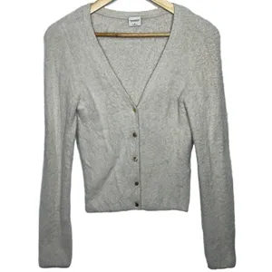Abercrombie & Fitch Soft AF Gray Fuzzy Knit Button Cardigan Sweater Top Size M thumbnail 1