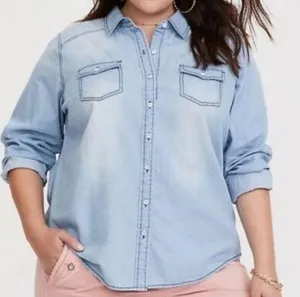 button front chambray shirt size 1 (14/16) thumbnail 2