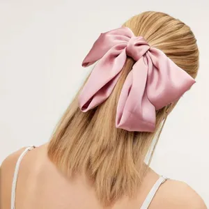 Women’s Dusty Pink Oversized Silky Soft Satin Elegant Hair Bow clip Coquette Y2K thumbnail 2