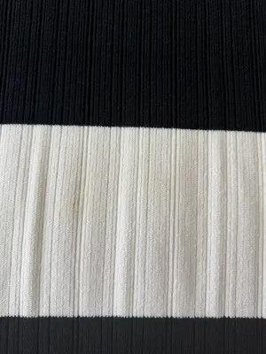 Abercrombie & Fitch Black Cream Striped Ribbed Knit Maxi Dress M NWT thumbnail 10