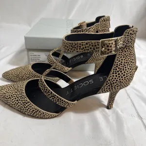 Sole Society Dotted Haircalf Heels Shoes Womens 8 1/2M Pointed Toe Zip In Box thumbnail 3
