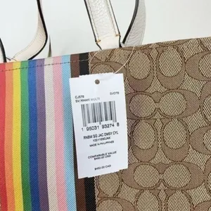 Coach Dempsey Carryall In Signature Jacquard With Rainbow Stripe cj578 thumbnail 5