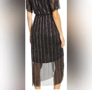 L black gold sparkle faux wrap dress thumbnail 2