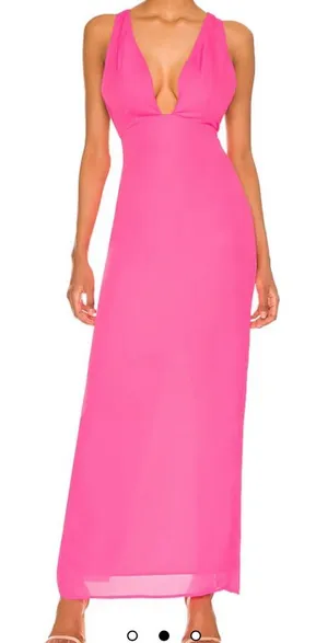 Superdown Lucinda Strappy Maxi Dress Long Gown in Hot Pink Fuchsia Size XS thumbnail 1
