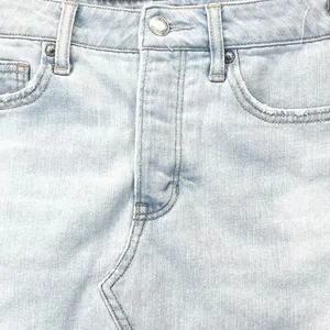 American Eagle Womens 4‎ Denim Mini Skirt Light Wash Distressed Hem Button Fly thumbnail 3