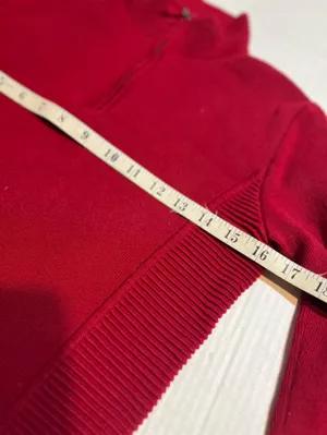 Ralph Lauren 100% cotton red 1/4 zip sweater small VTG Mock-neck knit classic thumbnail 11