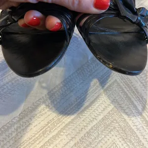 Coach Joelle Black Kid Leather Strappy Bow Heels Size 7.5 thumbnail 7