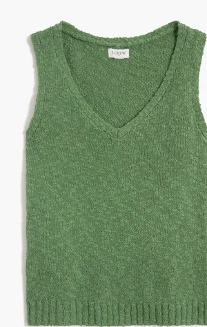 NWT J. Crew Green V Neck Beach Sweater Sz S - BIG SNAG in back needs repair thumbnail 1