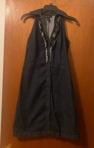 I-N-C International Concepts Sleeveless Dark Denim Button-Front Dress. Size 2 thumbnail 1