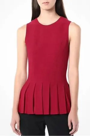 Theory Pleated Peplum Top Red Size Small thumbnail 1