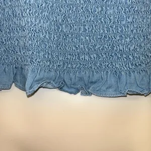 Vici Vintana Smocked Tencel Cropped Straps Tank Top Light Blue- Large thumbnail 7