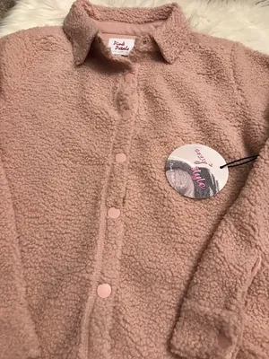 Boutique NWT Pink Petals Los Angeles light Pink sherpa coat jacket thumbnail 5