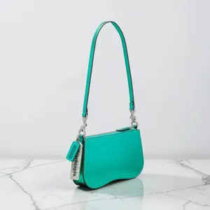 Coach Coachtopia Small Wavy Shoulder Bag Metallic Green Leather NWT CU873 New thumbnail 2