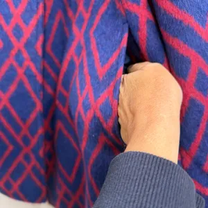 C. Wonder Geometric Diamond Print Coat Navy Red Brooch Women’s S NWOT thumbnail 5