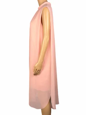COS Blush Pink Sheer Chiffon Layered Sleeveless Midi Dress Size 12 thumbnail 5