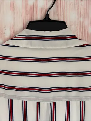 Express Outlet White Convertible Sleeve Red Striped Long Sleeve Shirt Dress Sz S thumbnail 12