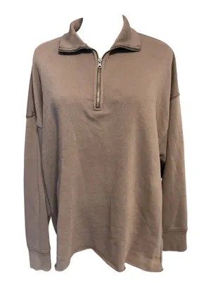 Aerie Brown Quarter Zip Pullover Zip Fleece Shirt. Size Small thumbnail 1