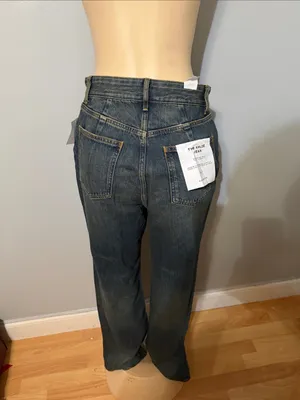Good American Dark Indigo Khloe Jean straight Leg Patchwork Jeans thumbnail 7