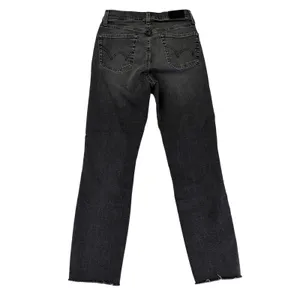 Edwin Bree Slim Straight Jeans Womens 25 Ash‎ Black Faded Raw Hem Made in USA thumbnail 2