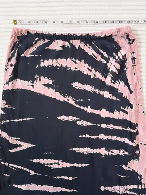 Young Fabulous & Broke YFB Navy Blue & Baby Pink Tie-Dye Silky Midi Skirt thumbnail 4