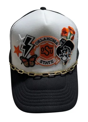 Oklahoma State Cowboys Trucker Hat One-Size Chain Appliques Pokes Snap Back thumbnail 1