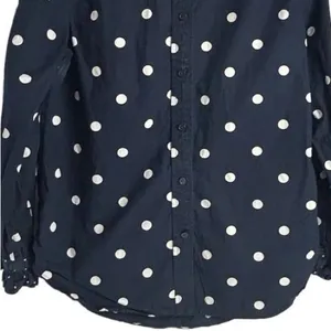 J. Crew Women's Size 6 Blue Polka Dot Ruffle‎ Neck Button-Up Shirt thumbnail 9