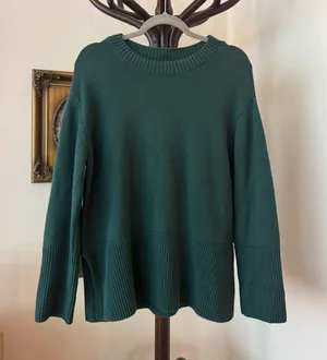 Dark Green 100% Cotton Gap Knit Sweater thumbnail 1