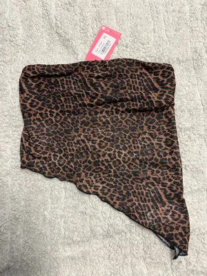Edikted Leopard Tube Top Print Mesh Asymmetrical thumbnail 2