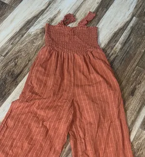 Roxy orange spaghetti strap ankle jumpsuit thumbnail 1