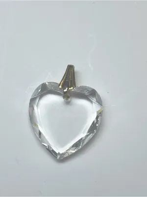 Vintage Crystal Heart Pendant Charm Women’s Jewelry Clear Prism Love Art Deco thumbnail 3