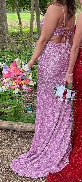 Sherri Hill Pink Two Piece Prom Dress thumbnail 2