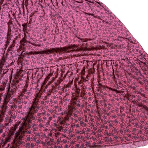 ZARA Red Black Dainty Floral 1/4 Sleeves Tiered Maxi Dress Womens Size Small S thumbnail 4
