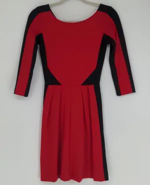 Amanda‎ Uprichard Women's Racer Dress Size P Petite Red Black Mini 3/4 Sleeve thumbnail 1