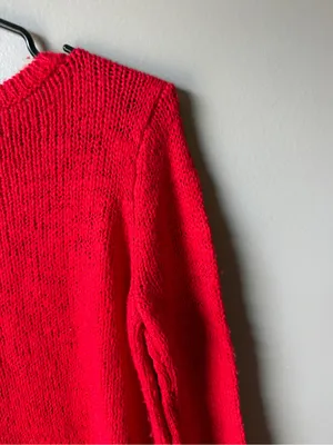 Abercrombie & Fitch Red Knit High Low Sweater Size Medium thumbnail 6