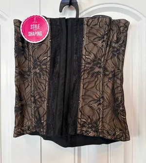Maidenform‎ Black And Tan Lace Corset Size Small thumbnail 1