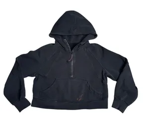 Lululemon Scuba Oversized‎ Half-Zip Hoodie Women XS/S Black Fair Stained LW3DM4S thumbnail 1