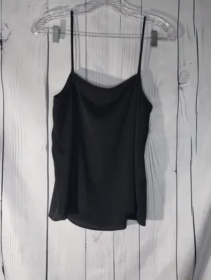 Diane Von Furstenberg Black Spaghetti-Strap Minimalist Lightweight Cami thumbnail 4